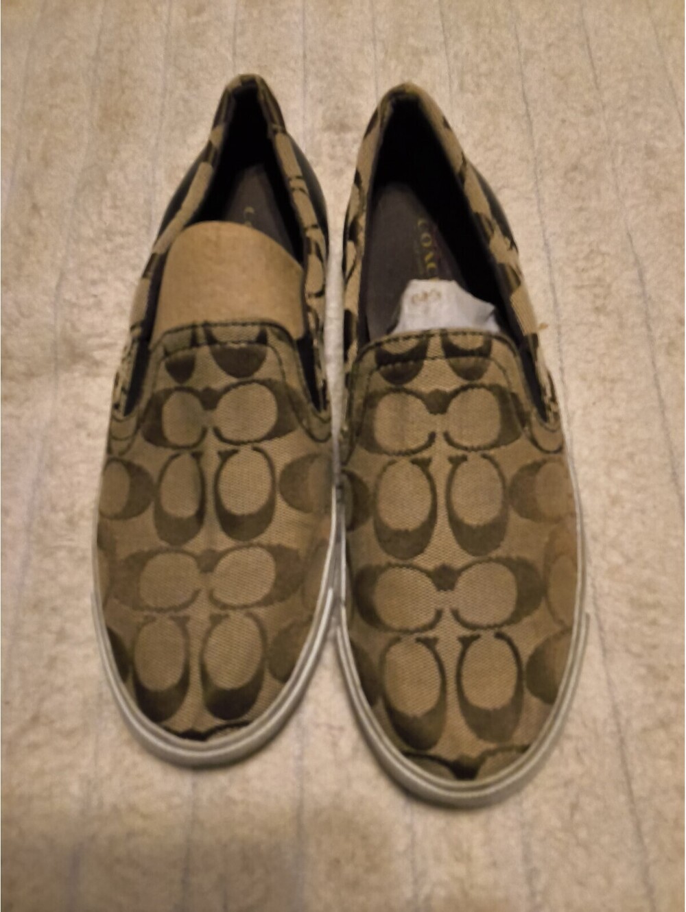 Coach Signature Canvas Slip-On Sneakers with Leather Heel Size 8